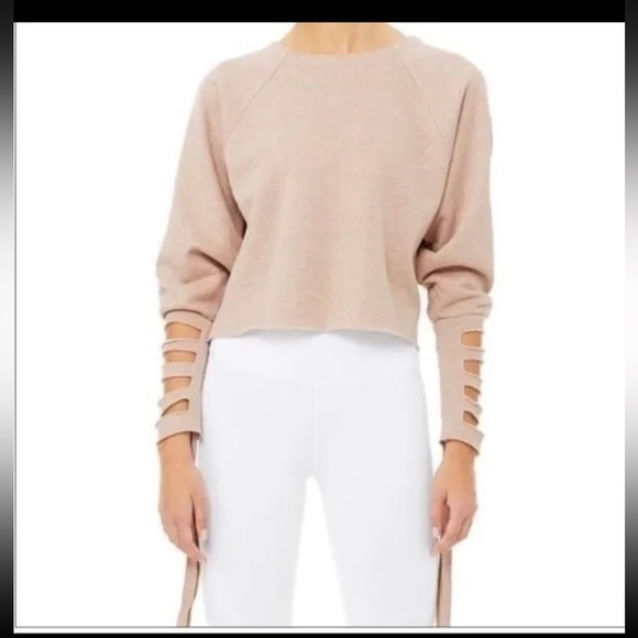 ALO Yoga Beige tribe long Sleeve Cut-Out top - Picture 4 of 11